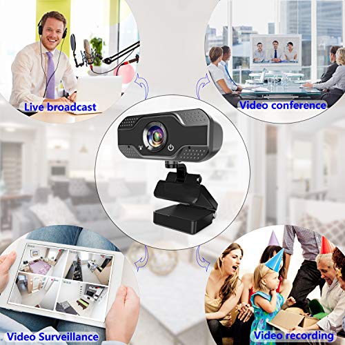 ANWIKE Webcam HD 1080P con Microfono, Webcam per Computer in Streaming con Messa a Fuoco Automatica per Laptop/Desktop/Mac/TV USB, Cam per PC USB per videochiamate/conferenze