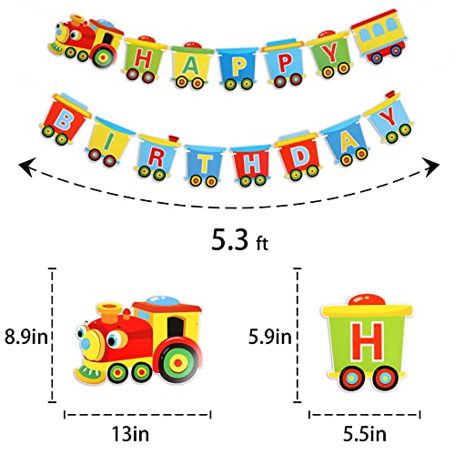 Dalaber Train Birthday Party Decoration Banner - Railroad Happy Birthday Party Sign Decorations - Kids Birthday And Baby Showers Party Supplies #TOP1