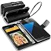SAMSUNG GALAXY S6 - GBOS® Genuine Real Rich Leather Stand Wallet Flip Case Cover / Quality Slip Pouch / Soft Phone Bag (Specially Manufactured - Premium Quality) Antique Leather Case ( Black )