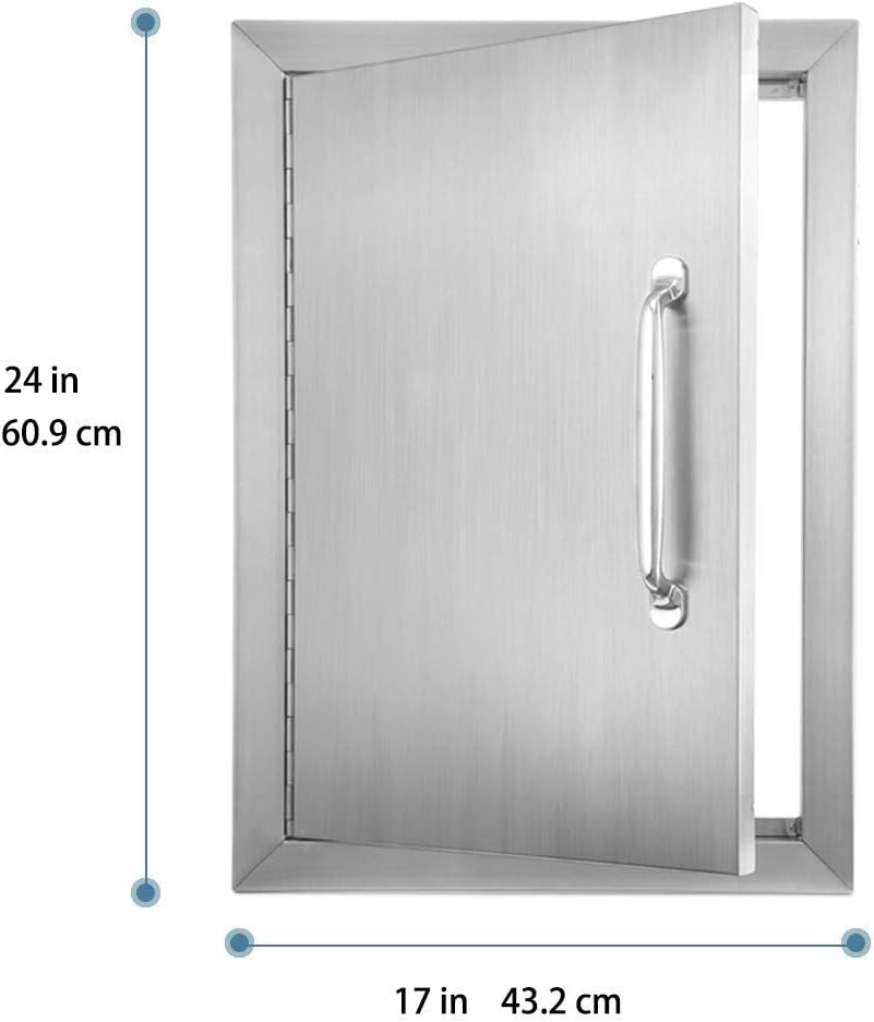 Karpevta Outdoor Kitchen Doors 17" W X 24" H BBQ Access Door - Stainless Steel Single Wall Construction Vertical Door for Outdoor Kitchen Grilling Station or Commercial BBQ Island