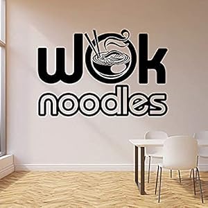Vinyl Muursticker, kunst Muursticker Chow Mein Japanse Keuken Oosterse Keuken Keuken Restaurant 82X54Cm