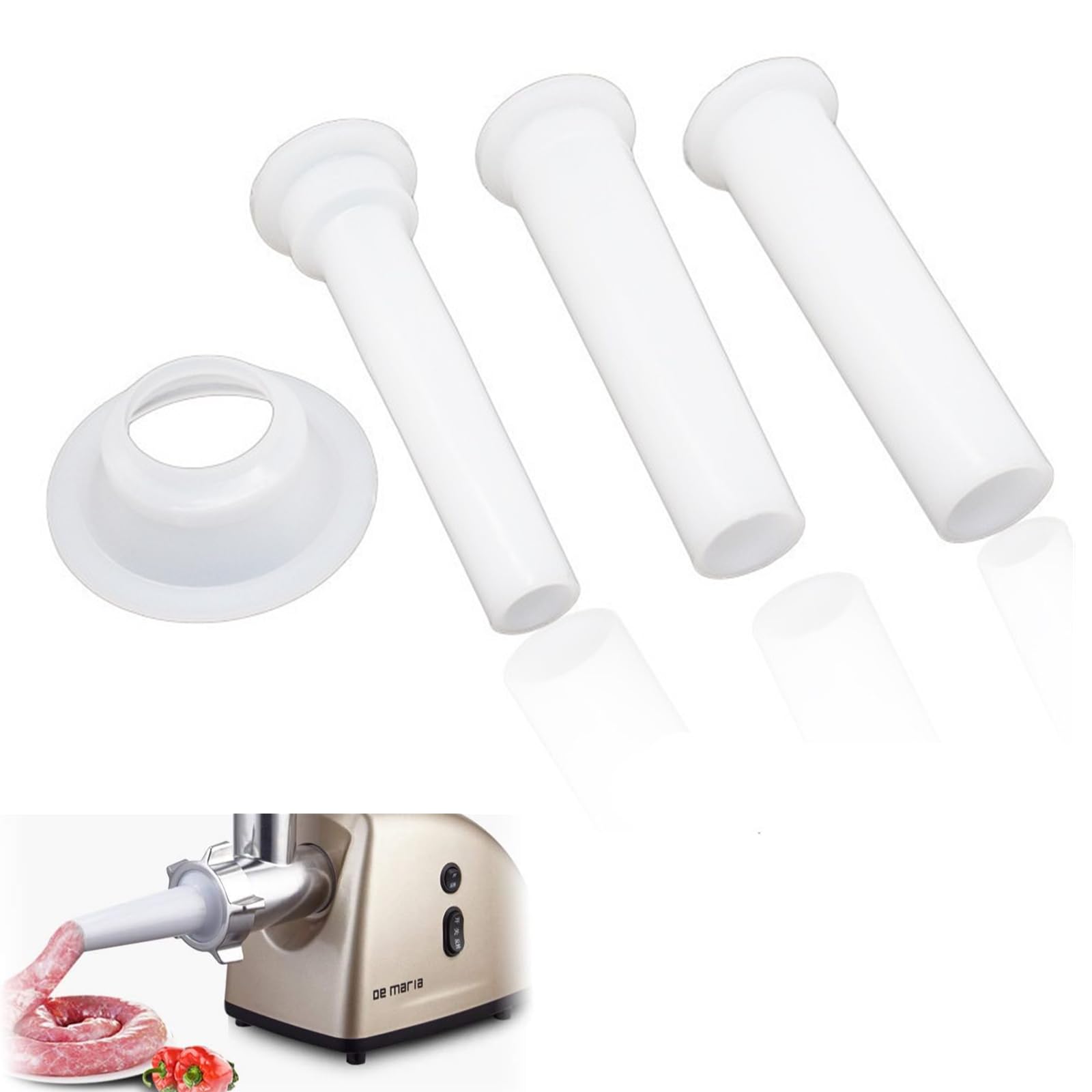 3 Pcs Sausage Stuffer Tube Kit, Universal Sausage Stuffing Tube Plastic Sausage Stuffer Tubes for Casing Meat Grinder With Suction Base