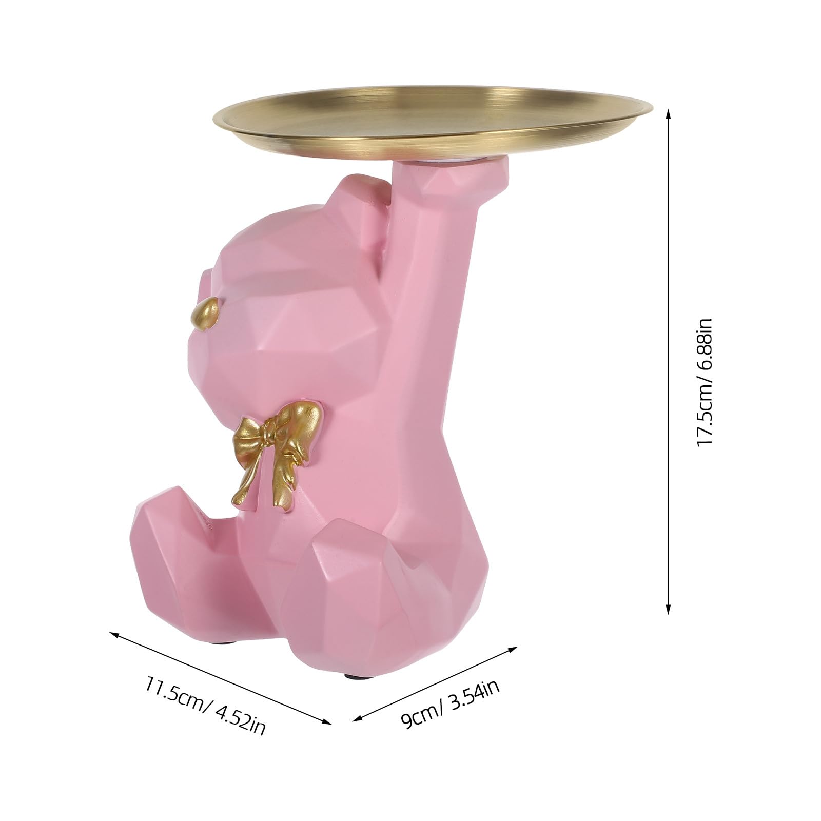 Luxshiny Statuetta Orso Geometrico Vassoio Portachiavi per Ingresso e Soggiorno, Portaoggetti Decorativo in Resina Durevole per Scrivania e Casa