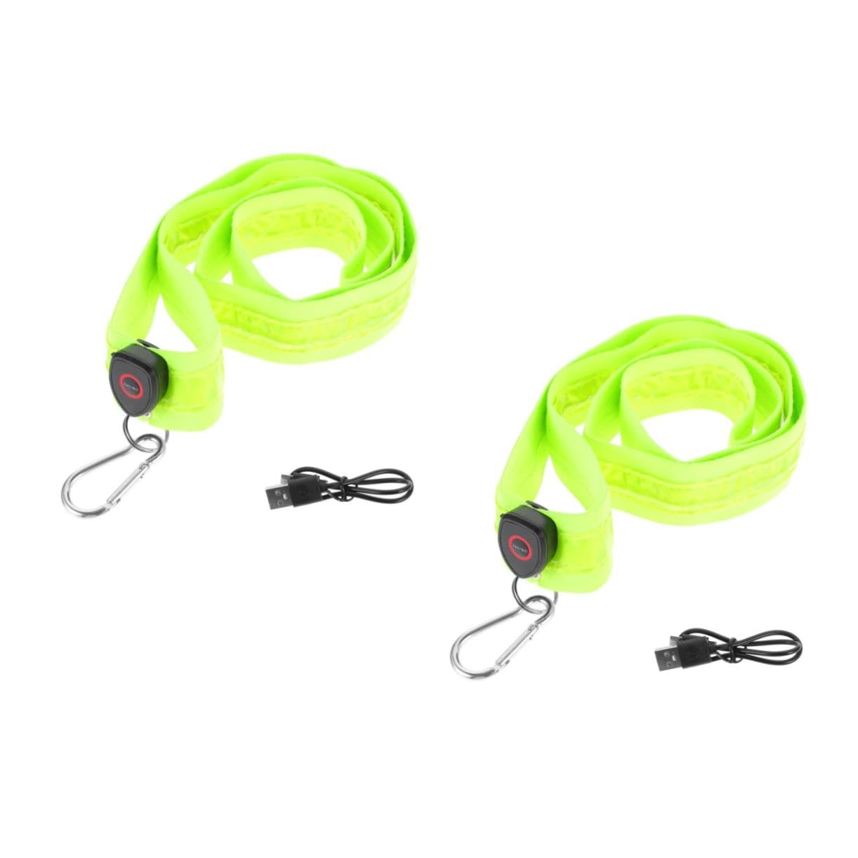 TOYANDONA Bretelles croisées Lumineuses lumières Ceinture Brassard de Course à Pied Ceinture réfléchissante de sécurité Ceinture d'épaule de Course de Nuit Nylon Vert