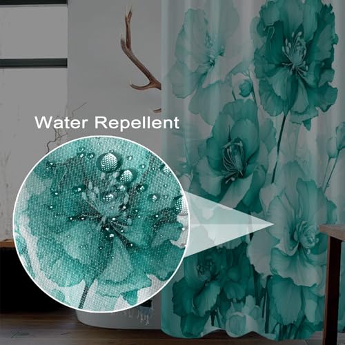 Rideau de douche vert 183x183 cm imperméable à motif floral