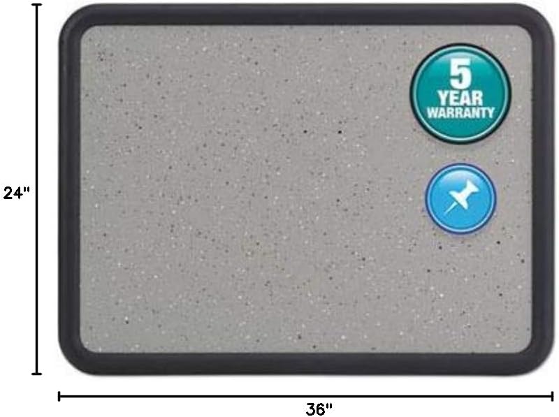 Quartet Contour Contoured Granite Tackboard - 24" Height x 36" Width - Gray Foam Board Surface