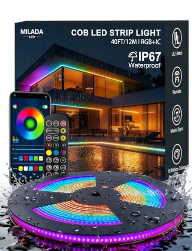 COB LED Strip Lights Outdoor RGB IC 40ft