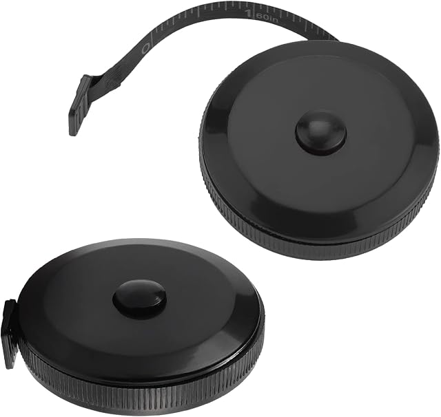 2 PCS Retractable Body Measuring Tape, Dual Sided Soft Tape Measure Set Portable Ruler 60 inch / 150 cm for Cloth Sewing Tailor Body Measurements,Black