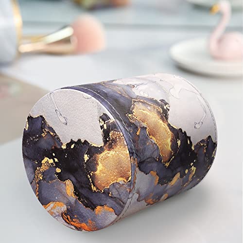 Image of Round Leather Pen Holder for Desk, Gold Marble