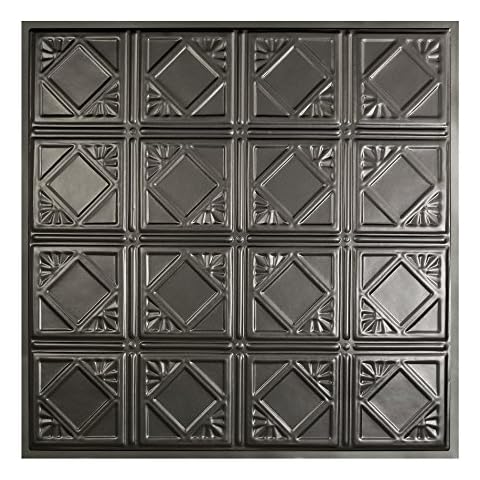Great Lakes Tin Ludington Argento Lay In Ceiling Tiles - Perfect for DIY and Home Renovation Projects - Easy to Install (5 Pack) Cover
