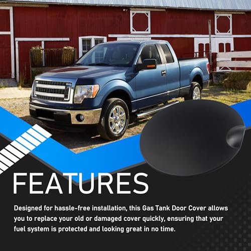 YzusGomumu Automotive Gas Tank Door Cover Compatible With 2009-2014 Ford F150 2010-2014 Lincoln Mark LT Black Fuel Cap Filler Cover Lid Access Door Replaces 9L3Z-99405A26-AA 9L3Z99405A26AA - Thumbnail 4
