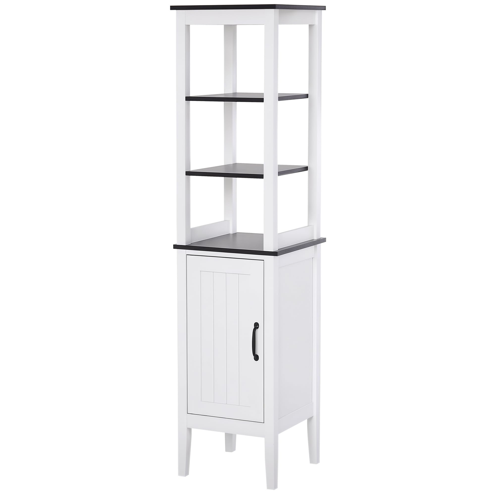 HOMCOM Mobile Bagno Alto Stretto con 3 Ripiani Aperti 40x38x162.5 cm Bianco | Mobiletto Bagno Salvaspazio, Ripiano Regolabile, per Lavanderia