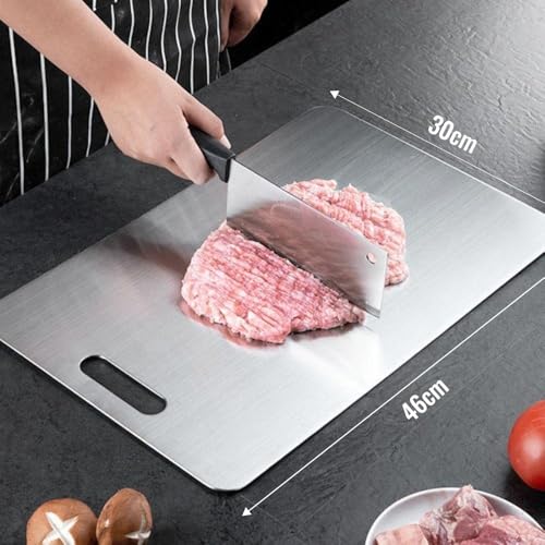 Tabua De Carne Tábua de Corte Dupla Face Premium de Titânio - Aço Inox de Grau Alimentício para Cozi