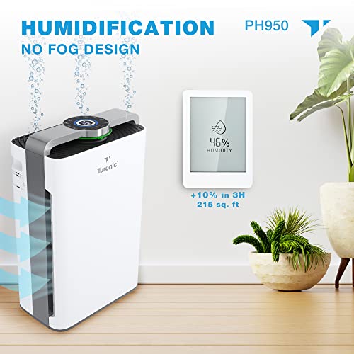 Turonic Ph950 - Hepa Air Purifiers For Home W/ Humidifier, Large Room Air Cleaner Up To 2500 Sq Ft, 8-Stage Purification W/ True Hepa 13 Filter, Uv-A Light & Ionizer, Smart Auto Mode, Wi-Fi Control #TOP5
