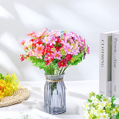 21 Bundles Artificial Daisies Flowers Outdoor Uv Resistant Faux Artificial Plants Wildflowers Bulk Shrubs Plastic Flower For Hanging Planter Porch Window Home Wedding Summer Decor (Elegant Style) #TOP6