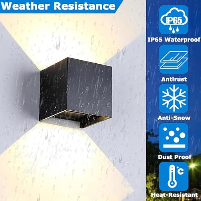 2-Pack Outdoor Wall Lights, Modern Square Up and Down Lights Outdoor Wall Lights IP65 Waterproof Aluminum Sconces with Motion Sensor 10W 3000K LED Outdoor Lighting Fixture for Porch Patio