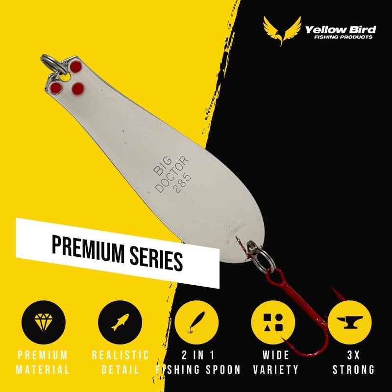 Doctor Spoons Fishing Lures Series - Made in USA - Saltwater & Freshwater - Eagle Claw Hook - Walleye, Bass, Northern, Pike, Salmon, Trout, Striper - Casting, Jigging, Trolling, 3 Pack