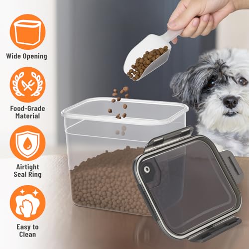 ZooZoo 3PCS Dog Food Container Set mit luftdichten Deckeln, BPA-frei Futterbox Hund für Trockenfutter, Stapelbar in Größen Groß Mittel Klein, Inklusive Schaufeln, Etiketten, Zange und Marker