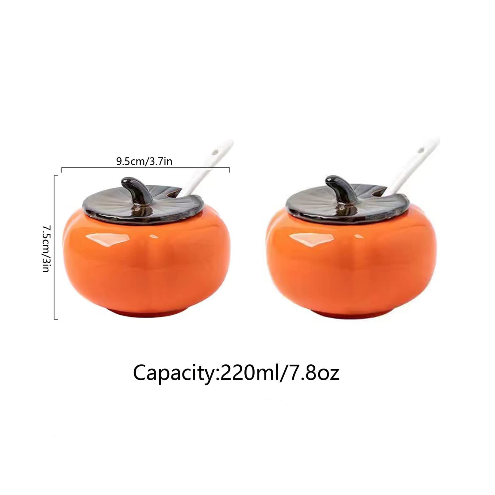 Sucrier, Boîte À Assaisonnement, Sucrier Orange avec Couvercle, Pot De Stockage De Sucre en Forme De Tomate De 220 ML, Pot À Sucre, Pot À Épices pour Récipient À Su,Orange-2 Set of