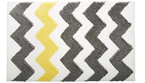 comfysail alfombrilla de baño 50 x 80 cm de microfibra 100% poliéster rayas lavable a máquina antideslizante alfombrillas de baño ducha, 100% poliéster, Yellow and grey stripes, 50cm × 80cm x 1.5cm Cover