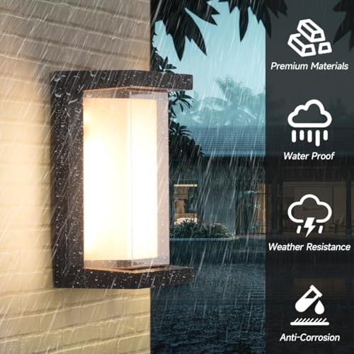 Image of Outdoor Lights for House 24W Exterior Lighting Fixtures 3-Color Adjustable 2200LM IP65 Waterproof Aluminum Exterior Wall Light Compatible with Dimmers for Patio, Yard, Back Yard 4 Pack