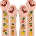 Pineapple Temporary Tattoos – 60 PCS (5 Sheets) Gold Summer Theme Birthday Party Favors, Cute Stickers for Kids Boys Girls, Classroom Prizes, Carnival Holiday Gifts