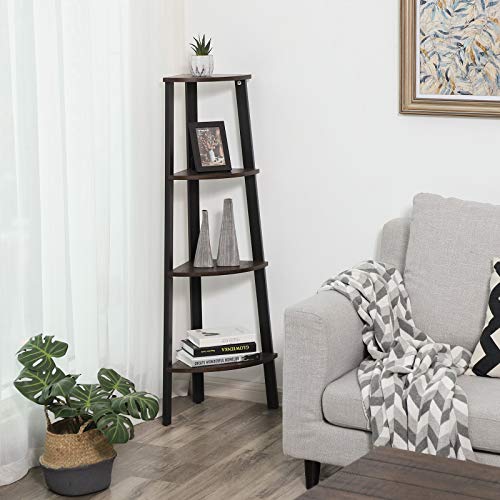 Image of VASAGLE 4-Tier Corner Shelf Stand, Modern Ladder Shelf