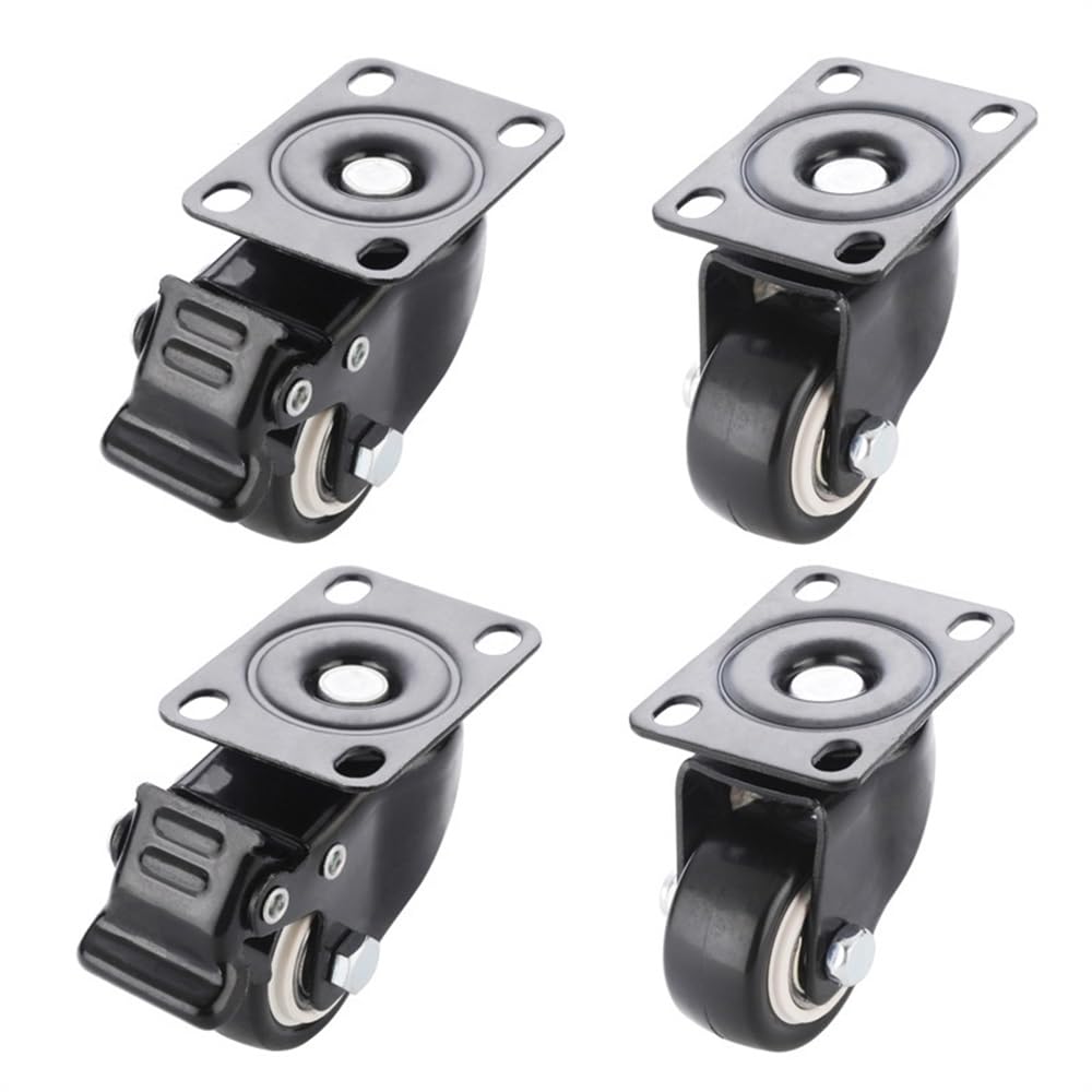 GYRAZXS 4-Pack 1.5" (40mm) Swivel Furniture Cs 200kg Load Capacity Rubber Trolley Wheels with Screw Heavy-Duty Dolly Rollers for Easy Mobility