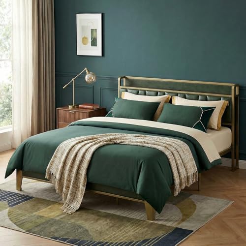 Image of LIKIMIO California King Bed Frame, Storage Headboard with Charging Station, Solid and Stable, Noise Free, No Box Spring Needed, Easy Assembly (Dark Green)