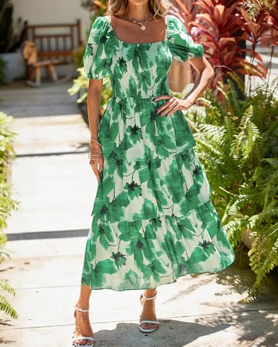 Image of BTFBM Womens Floral Smocked Summer Maxi Dresses