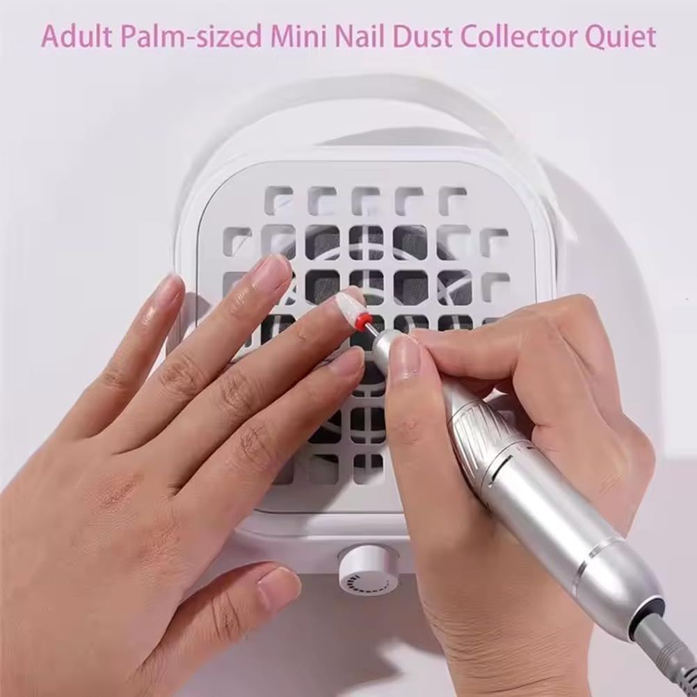 6000RPM Mini Nail Dust Collector Low Noise Powerful Suction Portable Nail Salon with 30 Filters, for Acrylic Nail Polishing,Salon & Home