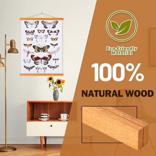 Ywlake Magnetic Poster Frame Frames,Light Wood Wooden Poster Hangers Hanger Hanging Kit for Canvas Artwork Art Print (140cm / 55" - Image 3