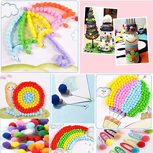 Image of KRAFTMASTERS�1CM 100PCS Assorted Pom Poms, Craft Pom Pom Balls, Colorful Pompoms for DIY Creative Crafts Decorations, Kids Craft Project