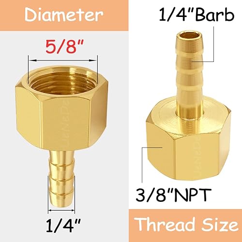 Miniatura 27 de 6 accesorios de púas de manguera de latón de 1/4 pulgadas NPT hembra a 5/16 pulgadas, conector adaptador de púas incluye 6 abrazaderas de acero