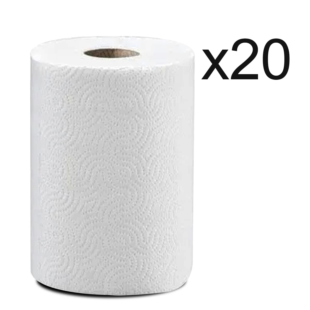 Juego de 20 Paquetes de 1 Rollo Toalla Papel máxima absorción, Extra XXL, Doble Capa, Carrete de alimentación Central Color Blanco, 120 Hojas