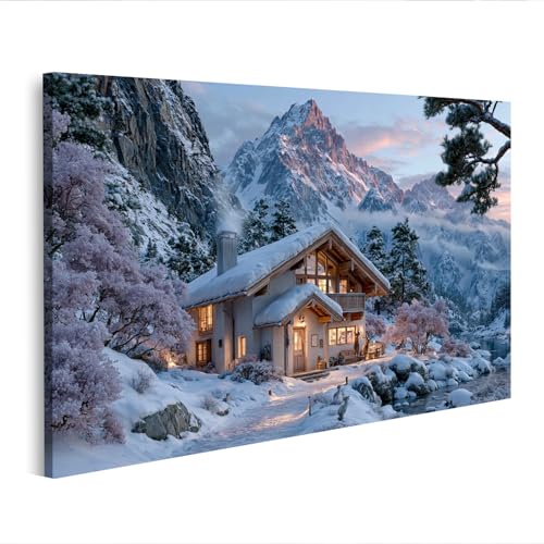 islandburner Quadro su tela, maestoso chalet tirolese per soggiorno, per sciatori e amanti della natura, edizione S1