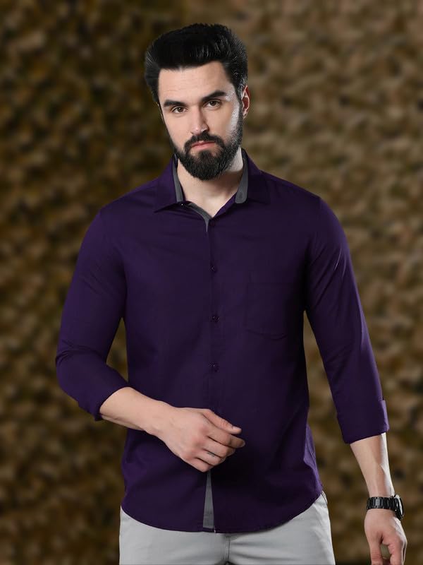 Image of Pinkmint Men's Solid Shirt | Soft Cotton Blend | Casual Shirt | Plain | Full Sleeve - Regular Fit (Combo Pack of 3 | Available in Plus Size)