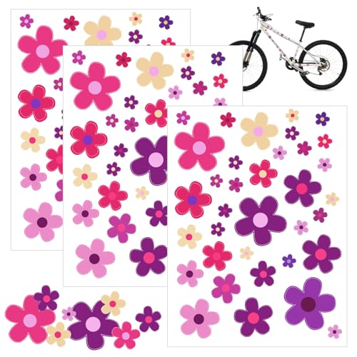 NISENTIA 105 Prilblumen Aufkleber, Blümchen Fahrrad Aufkleber Autoaufkleber Blumen Sticker Fahrradaufkleber Fahrradsticker Rahmen Kinder Mädchen Blumenaufkleber für Laptop Auto Motorrad (3 Stück)