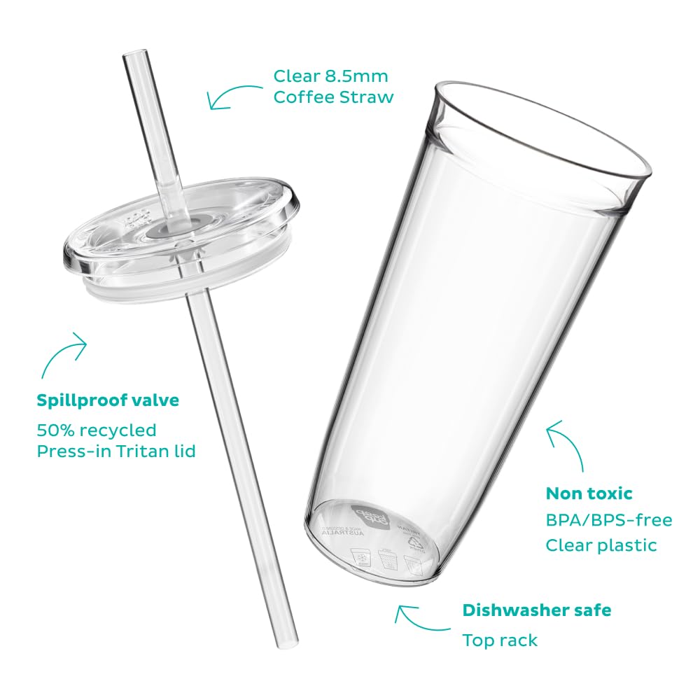 KeepCup Cold Cup - Clear Plastic, Reusable Ice Coffee Cup with Lid and Straw - Extra Large 20oz (590ml), 20 oz - Image 3