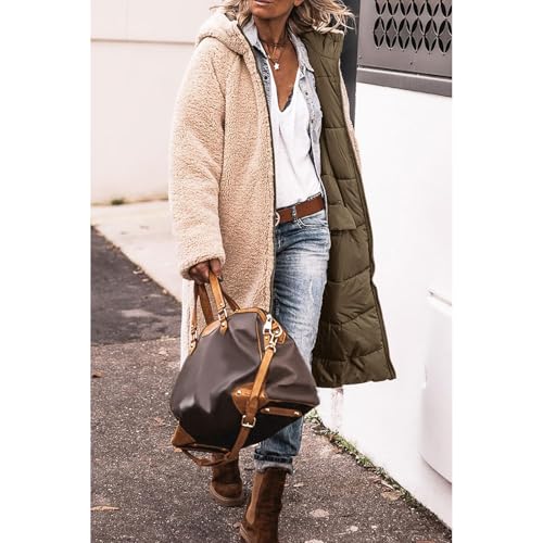 Long Fleece Jacket Women Winter Coat Sherpa Jackets Reversible Parka Padded Down Coats Oversized Fashion Warm Pockets3