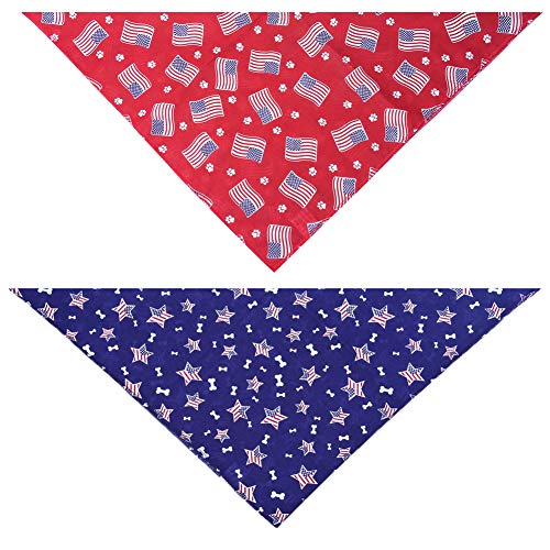 2Pcs Dog Bandanas Bibs Scarfs For 4Th Of July Independence Day American Flag For Pet Dog #TOP1