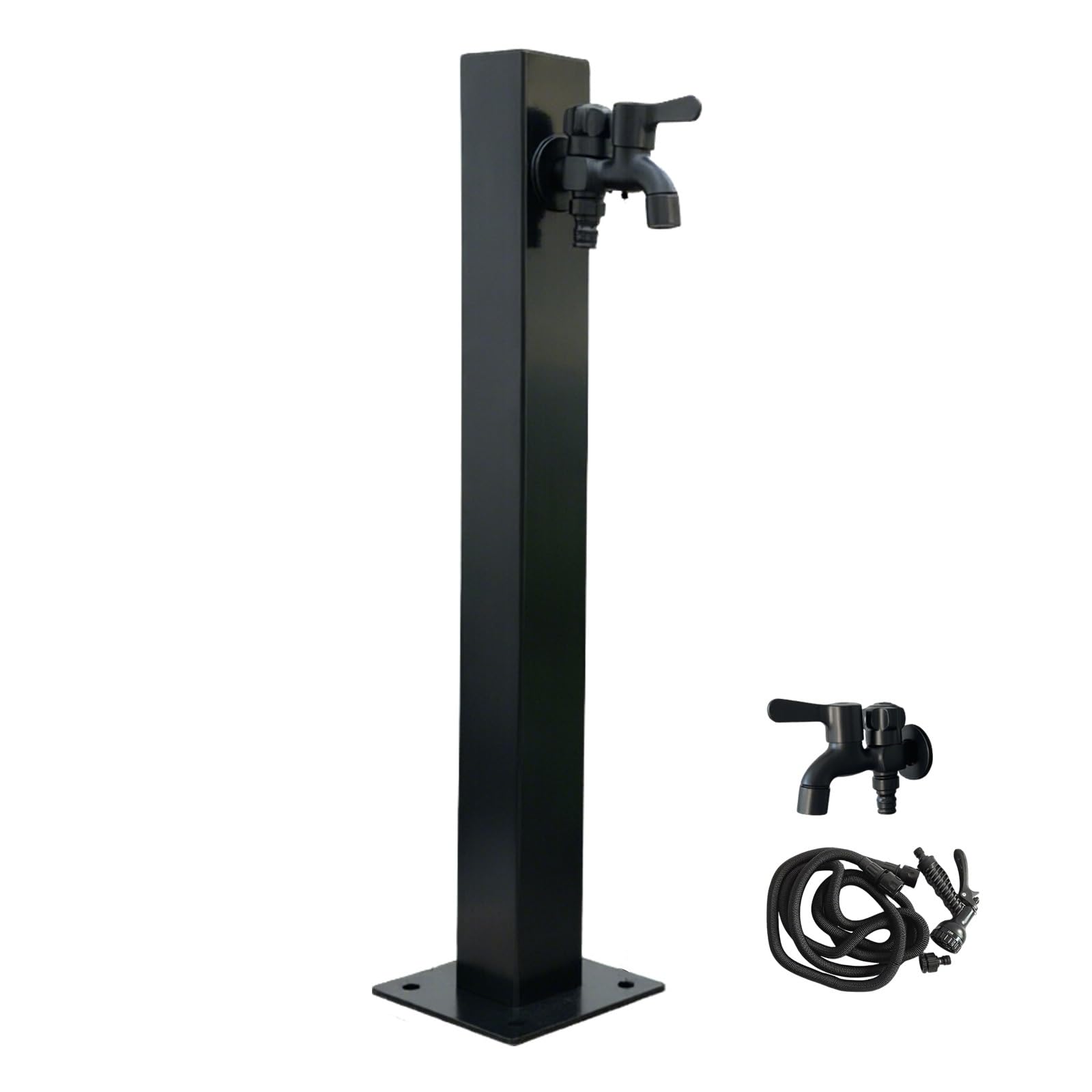 Freestanding Garden Water Column, 304 Stainless Steel Yard Hydrant with Dual Inlet, Garden Hydrant with Faucet, Suitable for Backyard Irrigation Washing