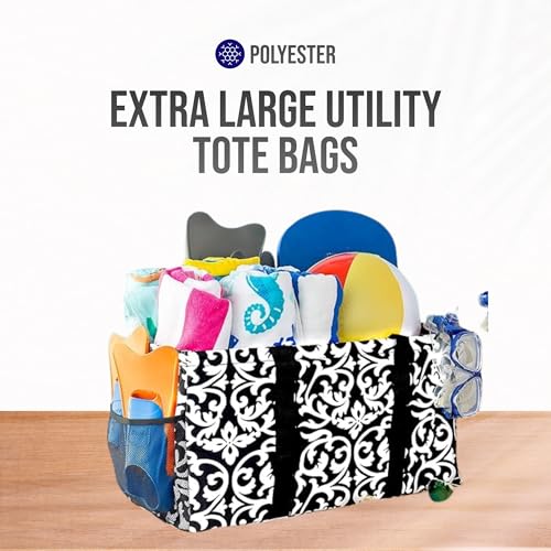 Image of Extra Large Utility Tote Bag - Oversized Collapsible Pool Beach Canvas Basket
