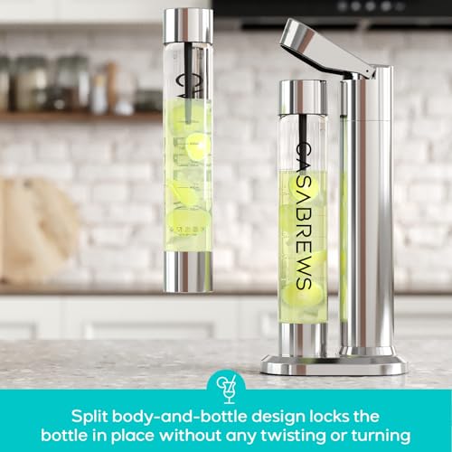 CASABREWS EDGE Soda Streaming Machine, Stainless Steel Sparkling Water Maker with Dual Safety Valves, BPA Free Bottle Soda Maker Carbonates Water, Wine, Juice, Uses 60L CO2 Carbonators (NOT Included). - Thumbnail 2