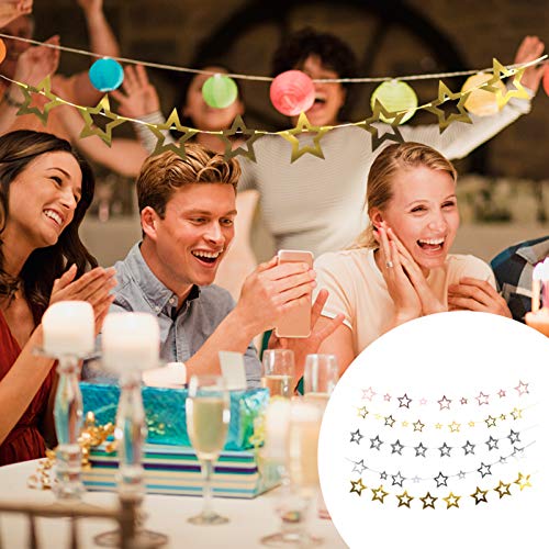 Amosfun 5 Peças Estrela Banner Guirlanda Espumante Bunting Twinkle Pano de Fundo Estrela String Glit