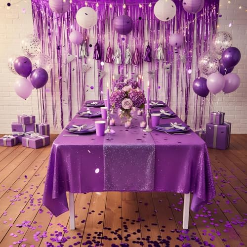 Image of Purple Metallic Foil Confetti(0.59 inch) Round Dots Glitter Table Confetti for Party Wedding Decorations,2.11 OZ per pack