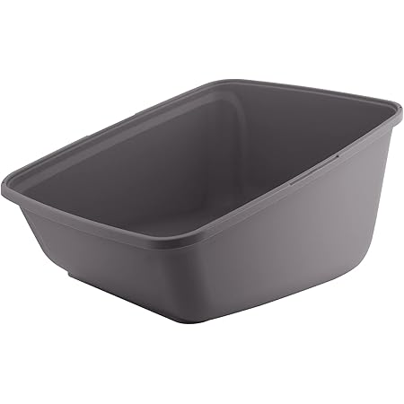 Amazon Basics High-Sided Easy-to-Clean Cat Litter Box, Large, Gray