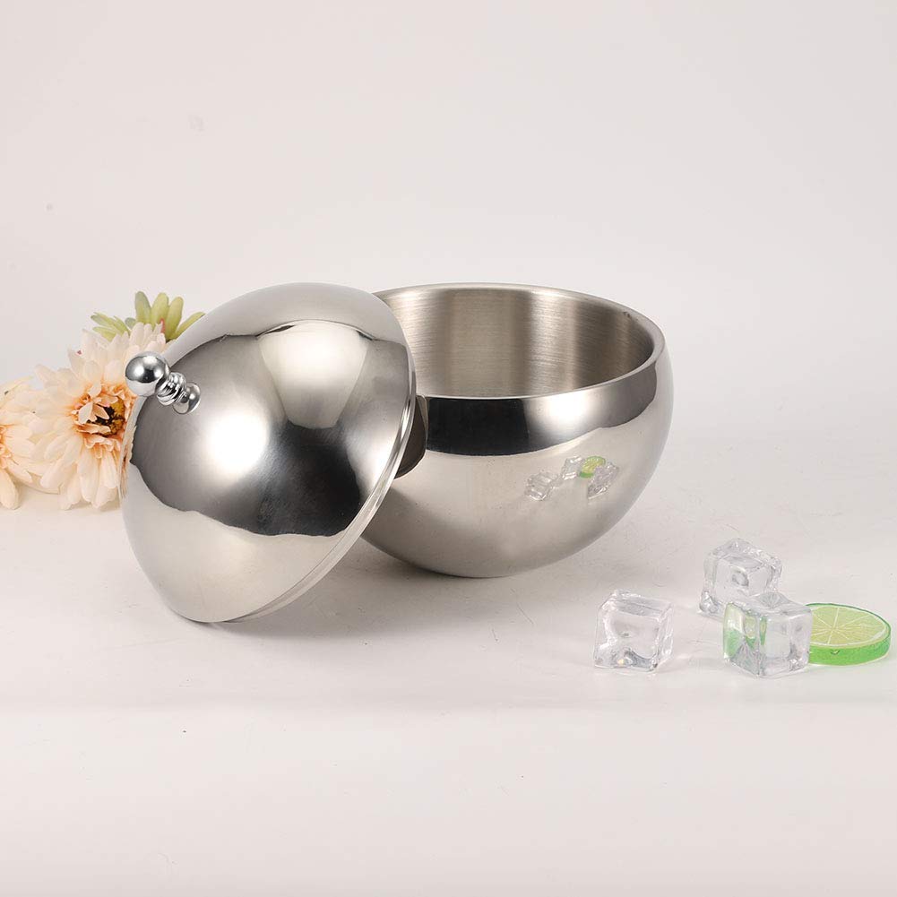 Secchiello Portaghiaccio In Acciaio Inox Alvinlite, Doppia Parete, 2 Litri, Con Coperchio, Isolato, Per Champagne E Bottiglie, Bar E Feste