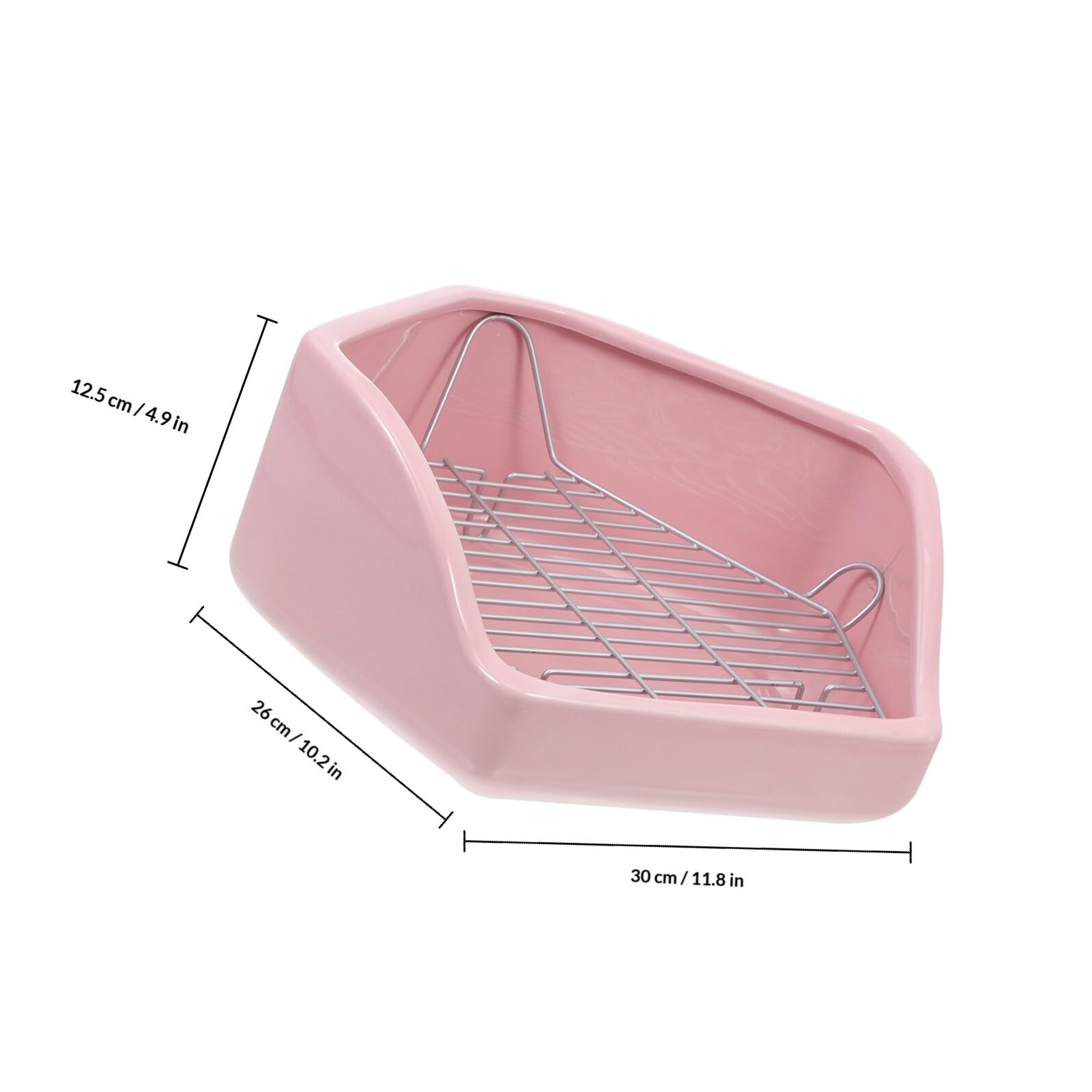 TOPBATHY Toilette per Conigli in Ceramica Pesante Pentagonale, Vasino per Animali Domestici Bordi Arrotondati, Lettiera Igienica per Coniglietti e Piccoli Roditori, Angolo di Addestramento