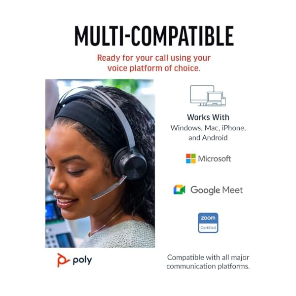 Poly Voyager Focus 2 USB-C-C Headset +USB-C/A Adapter + Charging Stand - Image 7